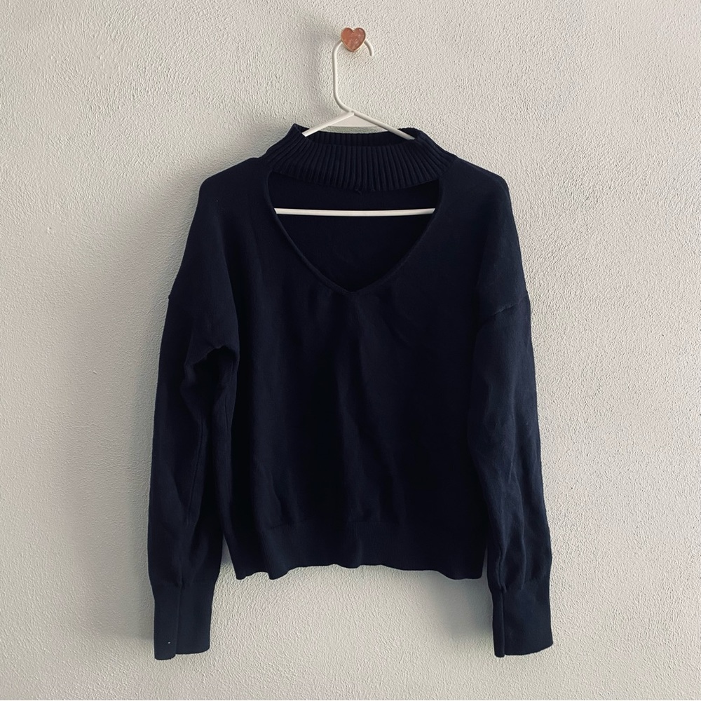 Navy open neck sweater